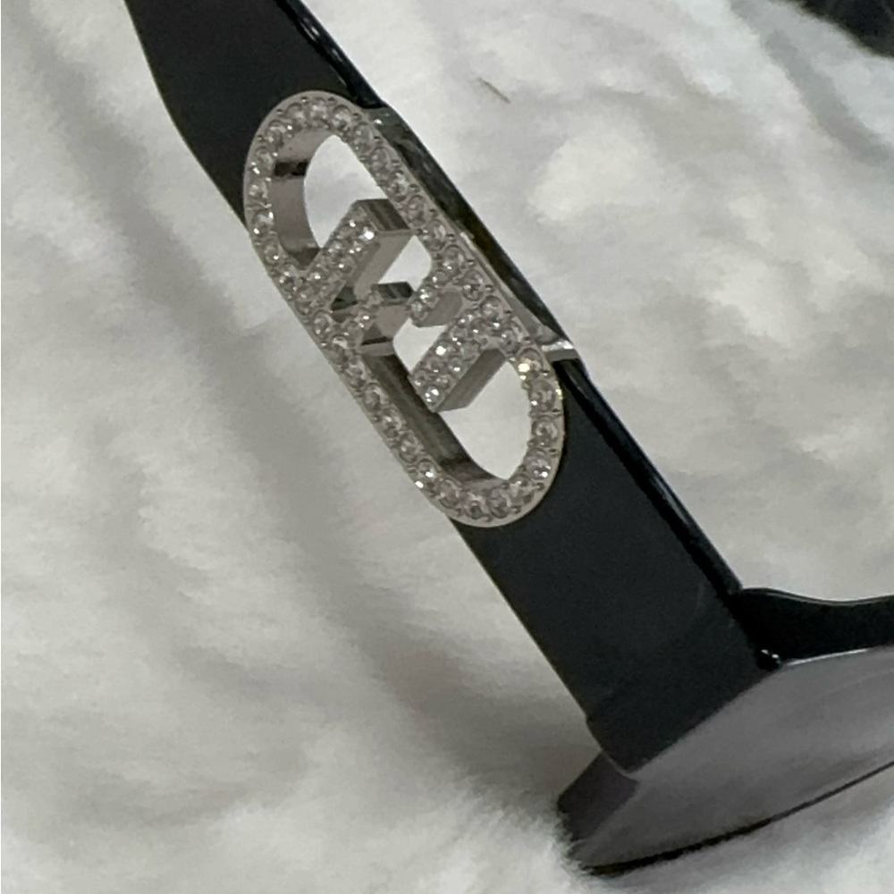 FENDI Embellished O'Clock Logo Acetate Rectangle Sunglasses 💯 authentic - Picture 4 of 11